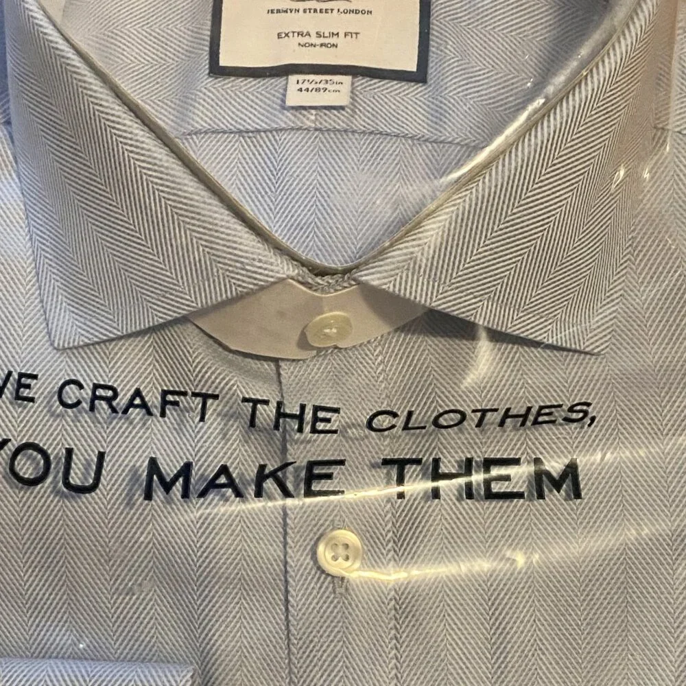 Charles Tyrwhitt ESF Cutaway Collar Non-Iron Herringbone Shirt NWT - Picture 10 of 12